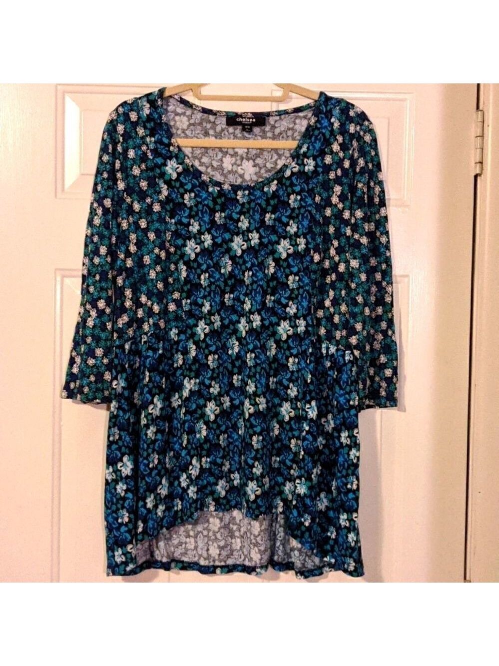 Chelsea Floral Tunic Top 3/4 Sleeve 1X Plus Size
